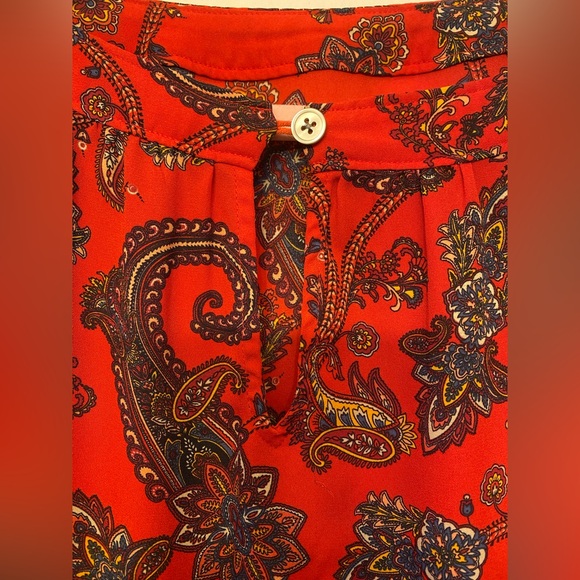 LOFT  Red Paisley Boatneck Long Sleeve Blouse Womens Medium - Picture 8 of 8